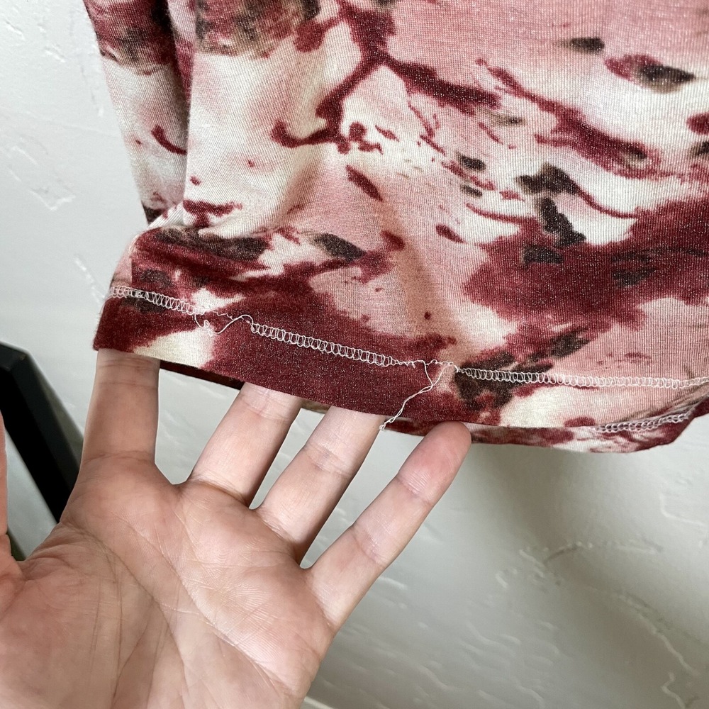 Vintage 90s y2k Cache Size Large Blouse - Red Tie Dye Half Button Luxury - Picture 7 of 11